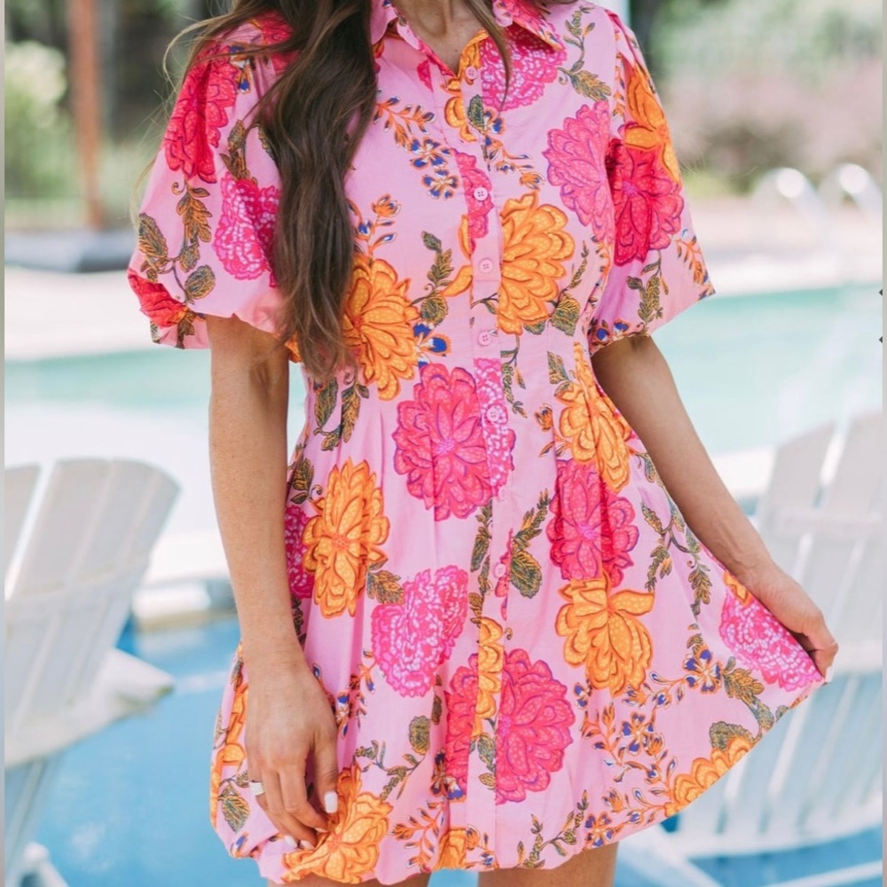 Magnolia Floral Puff Sleeve Dress